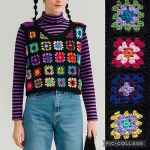 Colorful Crochet Pattern Sweater Vest